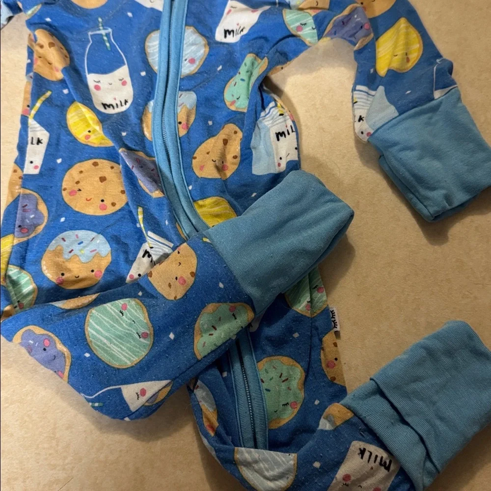 Little Sleepies Blue Milk & Cookie Print Footie